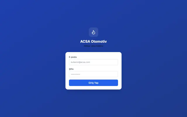 ACSA Depo Çıkış Takip login screen